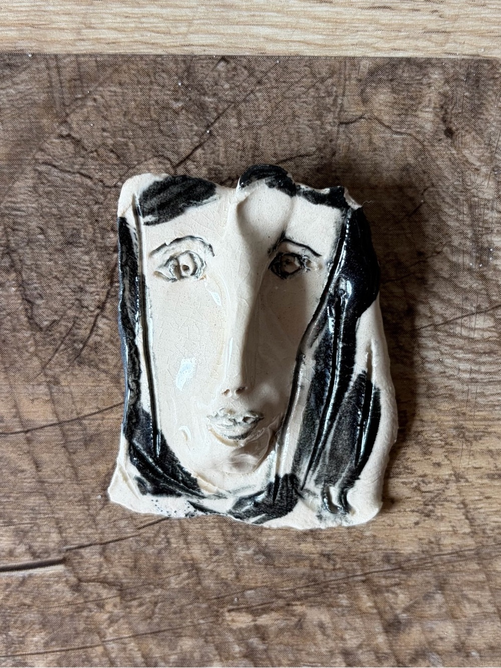 Vintage Handcrafted Sculptural Face Sketch Brooch Jewelry Art To Wear